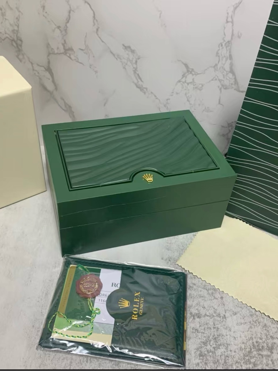Rolex Dark Green Presentation Watch Box With Gold Crown Accent
